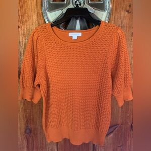 Vintage Liz Claiborne Rust Knit Short Sleeve Sweater Women’s Size L